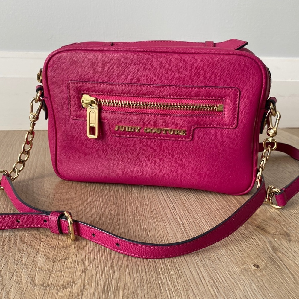 Juicy Couture Pink Leather Crossbody Bag Gold Hardware Adjustable Strap